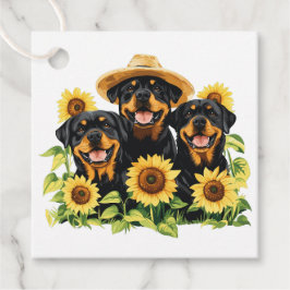 Etiquetas Para Lembrancinhas Cães Rottweiler Rodeados Por Girassóis