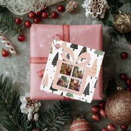 Etiquetas Para Lembrancinhas Caixa de Presente de Natal Rosa Moderna Personaliz