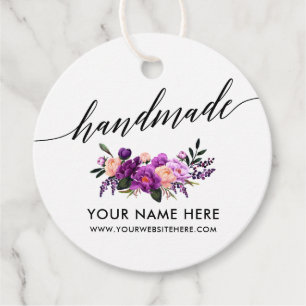 Etiquetas Para Lembrancinhas Caligrafia Handmade R floral roxo