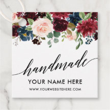 Caligrafia Script Burgundy Blue Floral