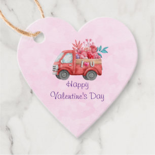 Etiquetas Para Lembrancinhas Caminhão de Amor Bonito num Fundo Rosa