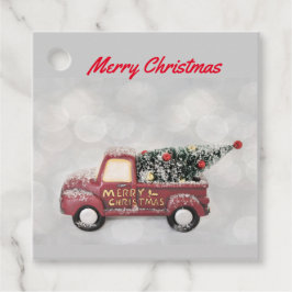 Etiquetas Para Lembrancinhas caminhão de vintage vermelho sobre fundo de cinza