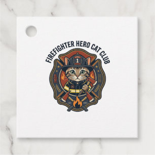Etiquetas Para Lembrancinhas Camisa Gráfica Gato Herói Bombeiro - Arte de Gato