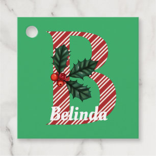 Etiquetas Para Lembrancinhas Candy Cane Stripe - Letra B Grande Natal