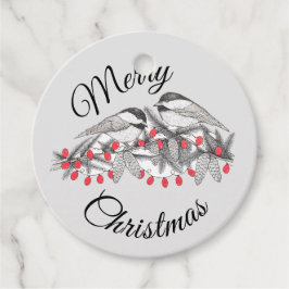 Etiquetas Para Lembrancinhas Caneta de Maine Chickadee e Feriado de Natal com T