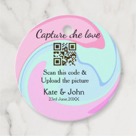 Etiquetas Para Lembrancinhas Capture o amor adicione QR scan mármore rosa azul 