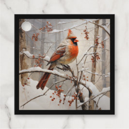 Etiquetas Para Lembrancinhas Cardeal feminino no inverno