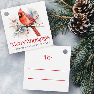 Etiquetas Para Lembrancinhas cardeal vermelho ramo de inverno Feliz Natal para 