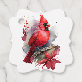 Etiquetas Para Lembrancinhas Cardinal Vermelho em Aquarela