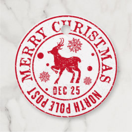 Etiquetas Para Lembrancinhas Carimbo de Posto do Polo Norte Feliz de Natal