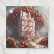 Casa de bolo de morango e festa