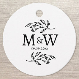 Etiquetas Para Lembrancinhas Casal Monograma Data de Casamento Elegante Botânic