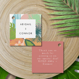 Etiquetas Para Lembrancinhas Casamento Abstrato Coral Tropical Ousado em Azul T
