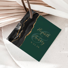 Etiquetas Para Lembrancinhas Casamento Ágata Script Preto Dourado Esmeralda Ver