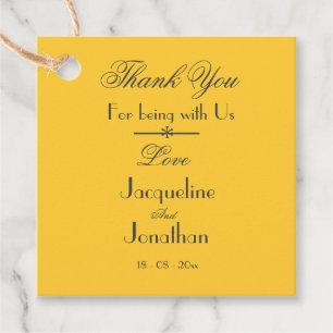 Etiquetas Para Lembrancinhas Casamento Amarelo Ensolarado Preto Obrigado Script