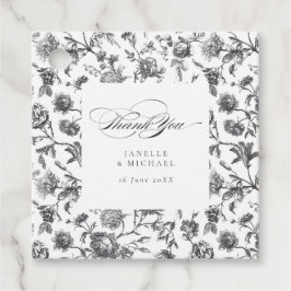 Etiquetas Para Lembrancinhas Casamento Antiquado de Banho Floral Preto e Branco