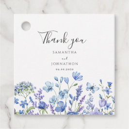 Etiquetas Para Lembrancinhas Casamento Aquarela Floral de Flor Silvestre Azul 