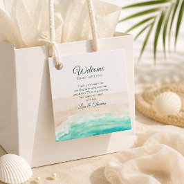 Etiquetas Para Lembrancinhas Casamento Bem-Vindo na Praia Turquesa Aquarela