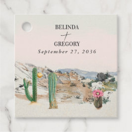 Etiquetas Para Lembrancinhas Casamento Boho de Cacto no Deserto em Aquarela