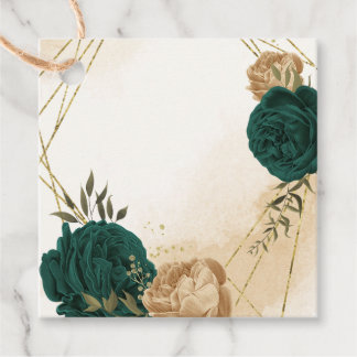 Etiquetas Para Lembrancinhas Casamento botânico de ouro verde-esmeralda