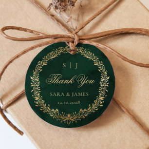 Etiquetas Para Lembrancinhas Casamento Botânico Emerald Dourado Verde Obrigado
