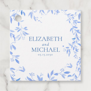 Etiquetas Para Lembrancinhas Casamento Botânico Floral Azul Elegante Francês