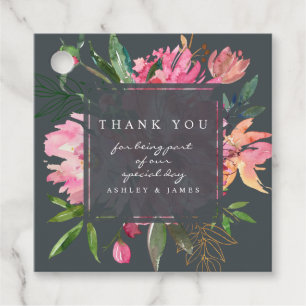 Etiquetas Para Lembrancinhas Casamento Botânico Floral de Ruby Pink Peony Obrig