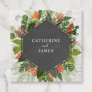 Etiquetas Para Lembrancinhas Casamento botânico tropical do quadro do tijolo