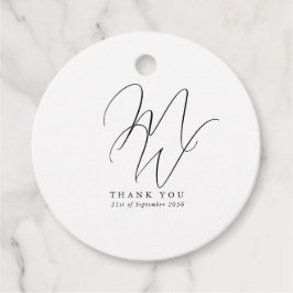 Etiquetas Para Lembrancinhas Casamento Branco Moderno do Monograma Chic Elegant