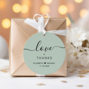 Etiquetas Para Lembrancinhas Casamento Chic Amor E Obrigado Verde Sage