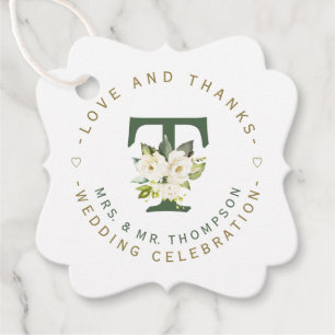 Etiquetas Para Lembrancinhas Casamento Circular do Monograma Floral Branco