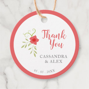 Etiquetas Para Lembrancinhas Casamento Colorido Coral Floral Garland Obrigado