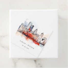 Etiquetas Para Lembrancinhas Casamento com Aquarelas da Cidade de Boston Massac