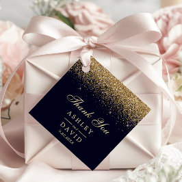 Etiquetas Para Lembrancinhas Casamento com Confetes Azul-Marinho e Dourado