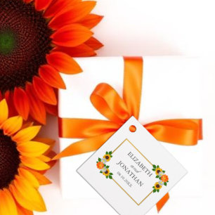Etiquetas Para Lembrancinhas Casamento com Moldura Dourada Floral
