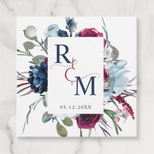 Etiquetas Para Lembrancinhas Casamento com Monograma Floral em Tons de Frutas V
