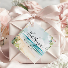 Etiquetas Para Lembrancinhas Casamento com Watercolor Beach Summer Obrigado