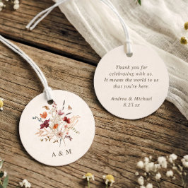 Etiquetas Para Lembrancinhas Casamento de Água-Forte de Outono com Flor Silvest