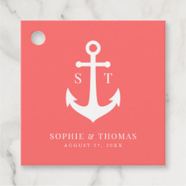 Etiquetas Para Lembrancinhas Casamento de Âncora do Monograma de Cor de Fundo P