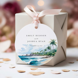 Etiquetas Para Lembrancinhas Casamento de Aquarela Tropical de Praia
