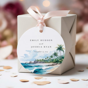Etiquetas Para Lembrancinhas Casamento de Aquarela Tropical de Praia