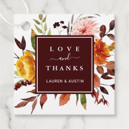 Etiquetas Para Lembrancinhas Casamento de Autumn Garden Burgundy Obrigado