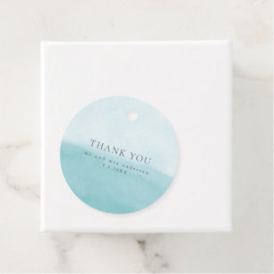 Etiquetas Para Lembrancinhas Casamento de Beachy Blues Watercolor Beach Obrigad
