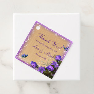 Etiquetas Para Lembrancinhas Casamento de Borboleta Floral Roxa de Madeira Rús