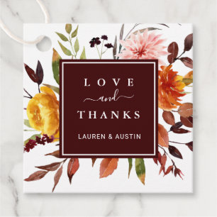 Etiquetas Para Lembrancinhas Casamento de Borgonha do Jardim do outono Obrigado