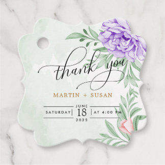 Etiquetas Para Lembrancinhas Casamento de Buquês de Púrpura de Watercolor Elega