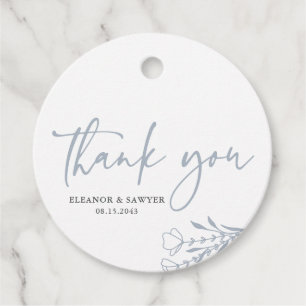 Etiquetas Para Lembrancinhas Casamento de Buquês Minimalista Dusty Blue Obrigad
