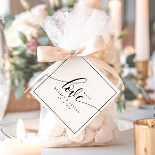 Etiquetas Para Lembrancinhas Casamento De Caligrafia Preto E Branco Com Amor