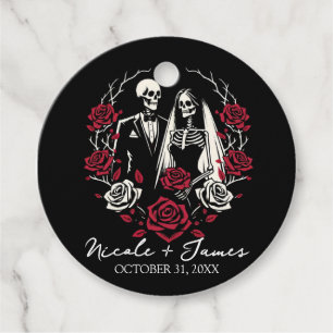 Etiquetas Para Lembrancinhas Casamento de Casal Esqueleto com Rosas Brancas e V