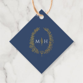 Etiquetas Para Lembrancinhas Casamento de coroa azul branca folha oval